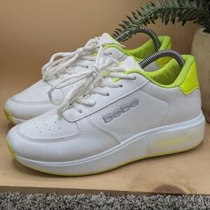 BeBe Leather/Patent Leather Women's Size 8.5 White Workout Running Walking Shoes